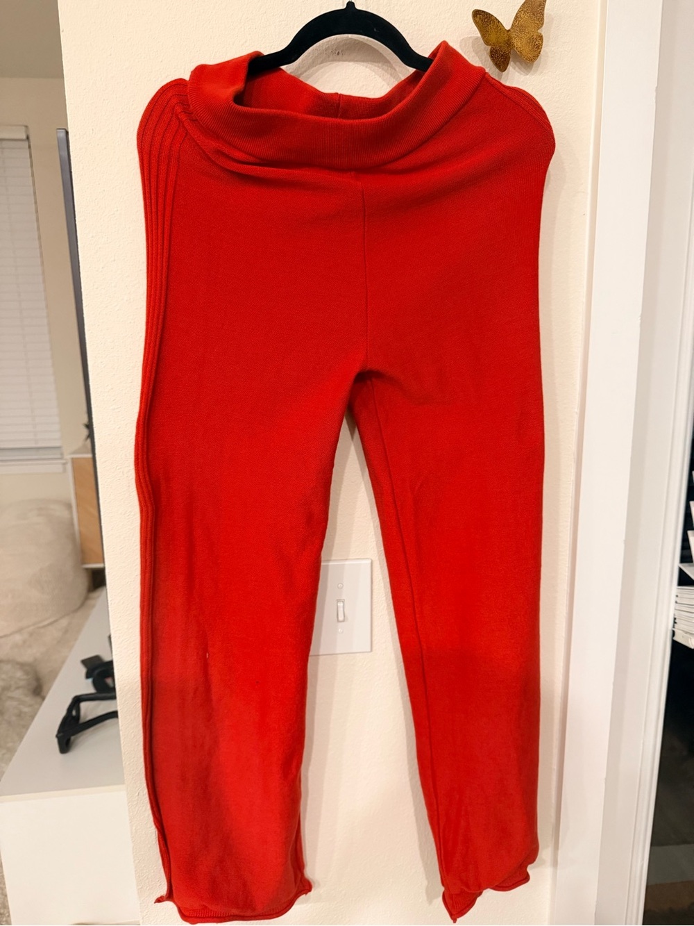 ME Makeover Essentials Bright Red Ribbed Track Joggers